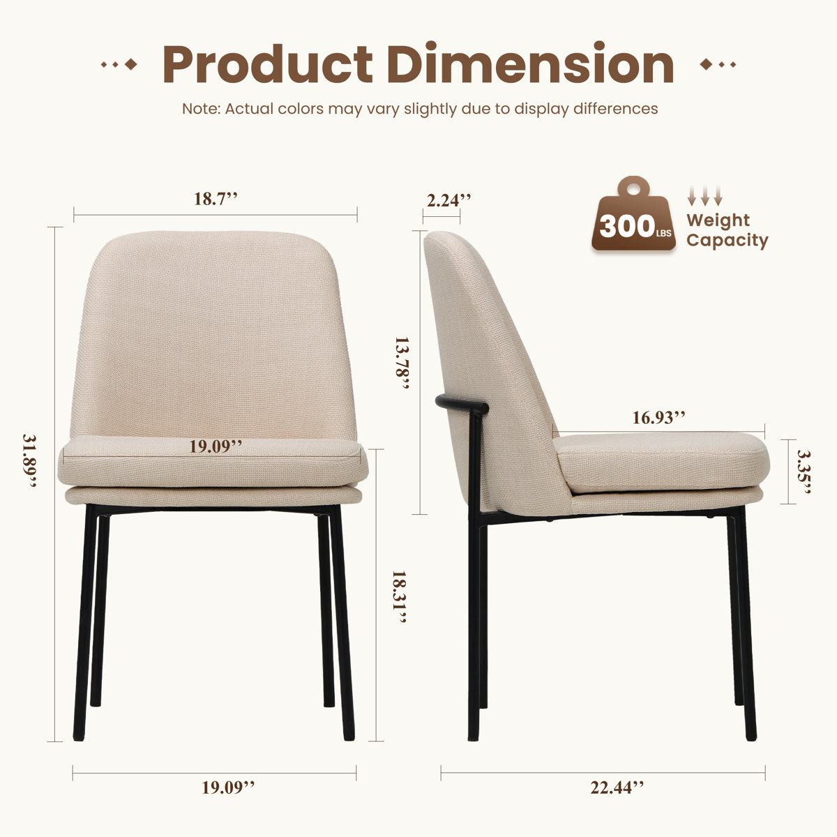 Fabric Upholstered Parsons Side Chair Dining Chair (Set of 2)